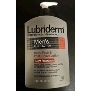 Lubriderm Men's 3 in 1 Lotion Body, Face, and Post Shave, Light Fragrance 16 oz.